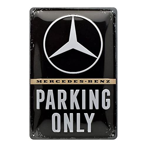 Nostalgic-Art Retro Blechschild Mercedes-Benz – Parking Only – Geschenk-Idee für Auto Accessoires Fans, aus Metall, Vintage-Dekoration, 30 x 40 cm