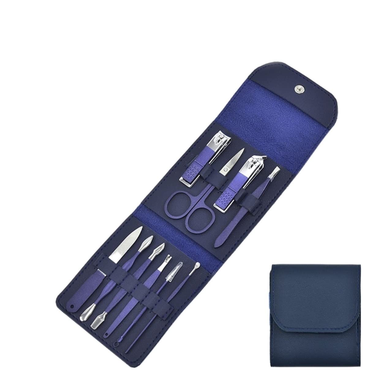 SCRUBY Nagelknipser-Set, Blau, Nagelschere, Pinzette, Pediküre-Set, professionelles Nagelkunst-Set, Maniküre-Werkzeug, Beauty-Set (10 Stück)