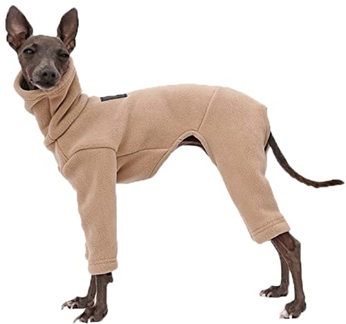 Warmer Samtmantel für Greyhound, Whippet Hunde Fleece Pullover mit Beinen, Winddichte Rollkragen Hunde Fleece Jacke, Winter Hundeschlafanzug für kleine mittlere große Hunde (Color : Beige, Size : XX