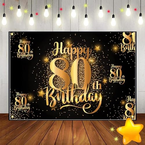 Alles Gute zum 80. Geburtstag Prost Großes Banner Achtzig Jahre alt Geburtstag Wand Fotorequisite Hintergrund Party Dekoration Hintergrund Ph 240X180cm