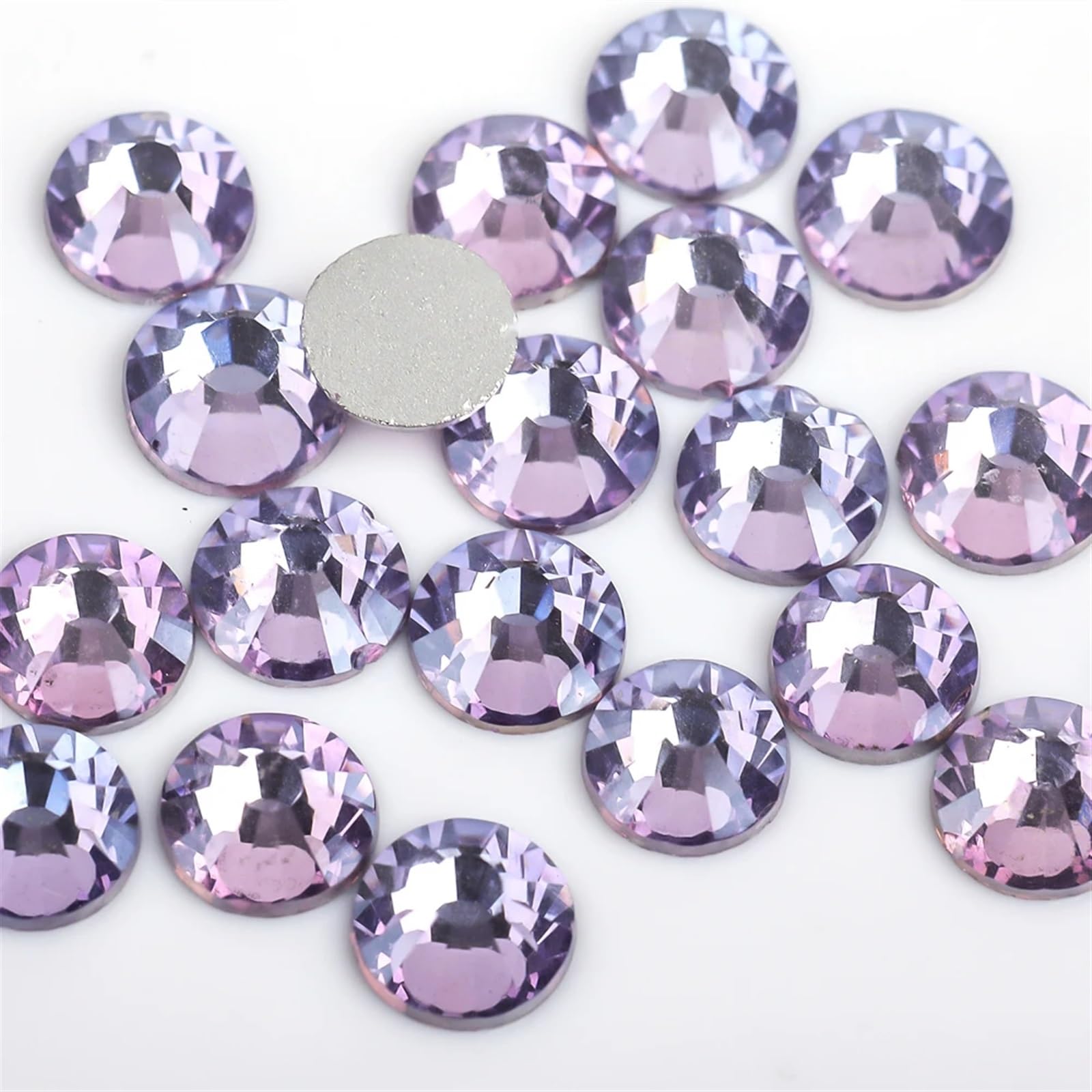 Bulk Flatback Strasssteine, Kristall Hotfix, 1440 Stück hell-dunkelrote Kristallglitzer-Strasssteine ​​für Nagelkunst, SS3–SS30, Glaskristall, nicht HotFix, Nagelkunst-Dekorationen(Lavender Purple,SS3