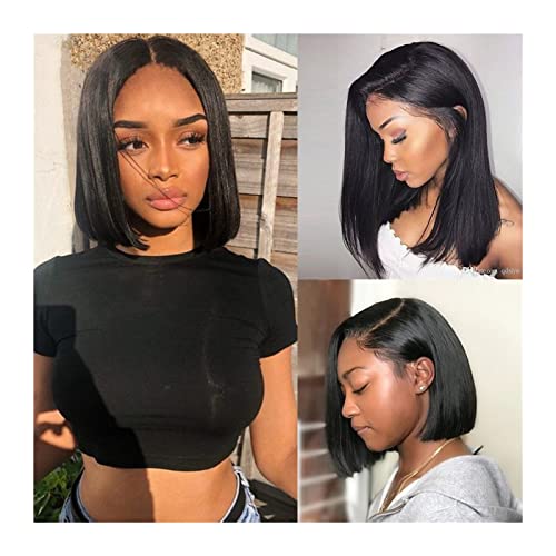 Gewellte Spitzenperücken Kurze Bob Perücken Menschliches Haar for schwarze Frauen 4x4 Gerade Spitze Front Perücke Menschliches Haar Prepucked 8-16 inch Malaysian Remy Hair Natürliche Farbe Natürliche