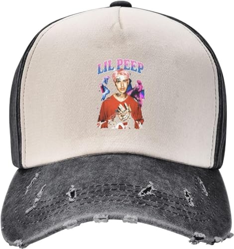 GPMZZMIX Baseballkappe Hiphop Sonnenhüte Lil Peep 90er Rapper Zubehör für Männer Frauen Vintage Distressed Denim Washed Snapback Hut verstellbares Geschenk