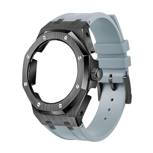 IOTUP GA2100/2110 Uhrenarmband aus Gummi und Edelstahl-Metallgehäuse, kompatibel mit GA2100/2110, verbesserte Metalllünette, Fluorkautschuk-Armband, Einheitsgröße, Achat