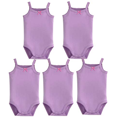 Unisex-Jumpsuit für Baby, Ärmellos, Baumwolle, Babybody, 4er Pack, Strick-Body für Kleinkinder Gr. 12-18 Monate, 5 Teile Violett