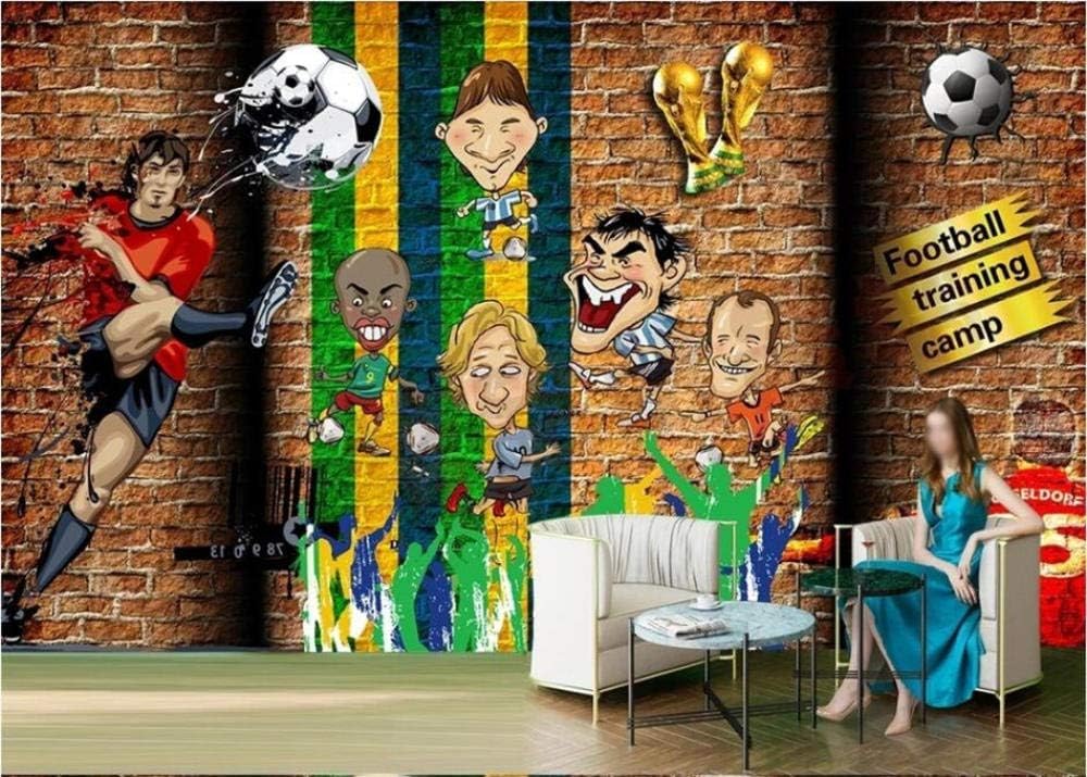 Cartoon-Charaktere Fußballspiel 3D Tapete Poster Restaurant Schlafzimmer Wohnzimmer Sofa TV Dekorative Wand-300cm×210cm