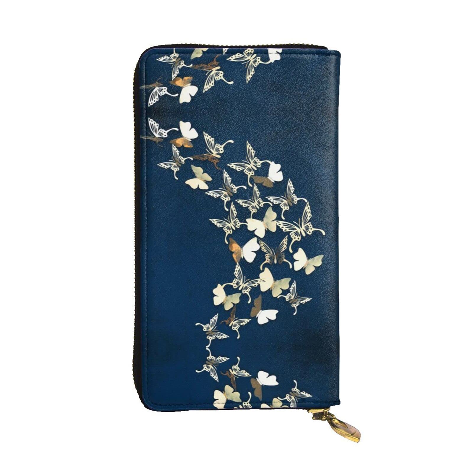 DMORJ Metalic Butterfly Leder lange Clutch-Brieftasche: 19 x 10 cm, bequem, leicht, wasserdicht, langlebig, schönes Geschenk, Schwarz, Einheitsgröße, Schwarz , Einheitsgröße