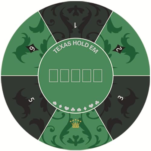 LYZXYZAI Runde Pokermatte Texas Holdem Pokermatte Tragbare Pokermatte Faltbarer Pokertisch Pokertischauflage Mit Art-Deco-Aufdruck Für Multiplayer-Pokerspiele Pokerkarten,006,120 * 120CM