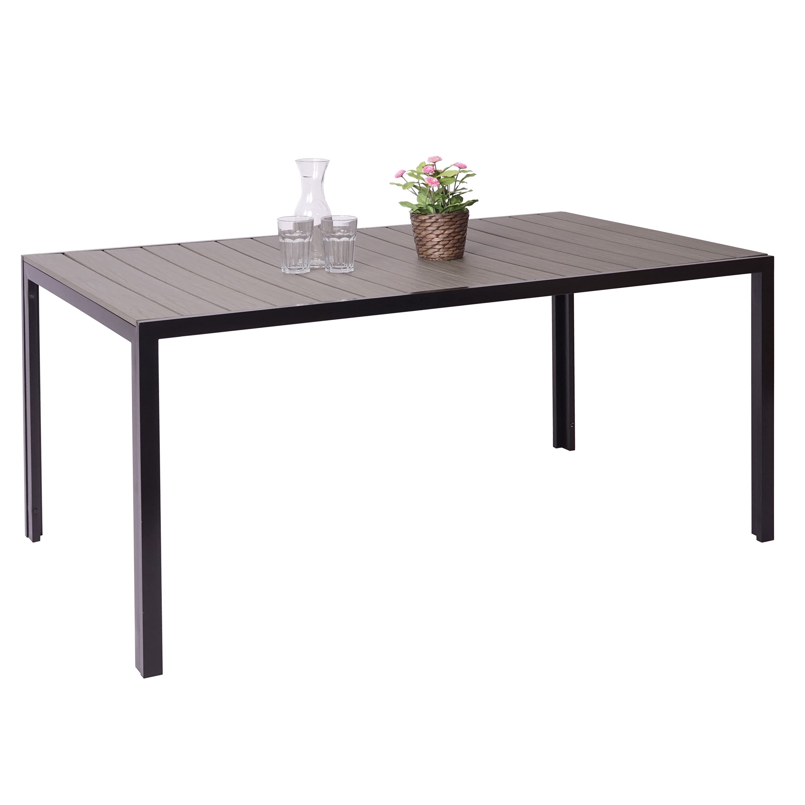 Mendler Gartentisch HWC-F90, Tisch Bistrotisch, WPC-Tischplatte 160x90cm - grau