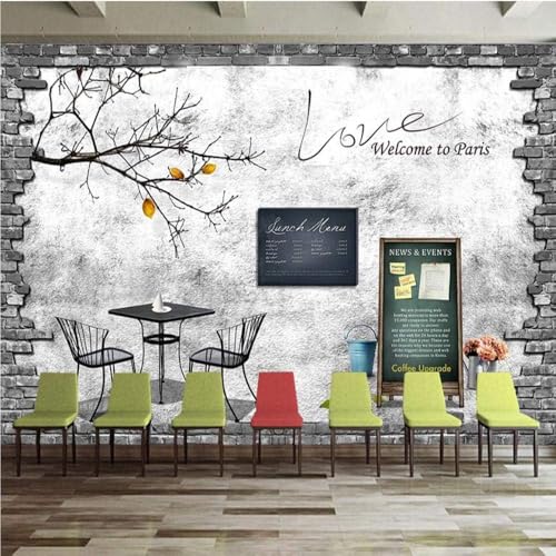 Backsteinmauer Vintage Plain Tea Bar 3D Tapete Poster Restaurant Schlafzimmer Wohnzimmer Sofa TV Dekorative Wand-200cm×140cm