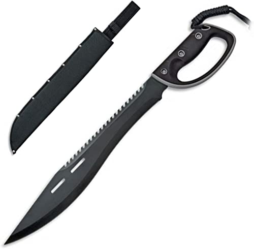 KS-11 Machete mit Säge Schwarz ESPARTANO 300 Sparta Leonidas mit Handschutz - Gesamtlänge 65cm, Macheten, schwarz grau