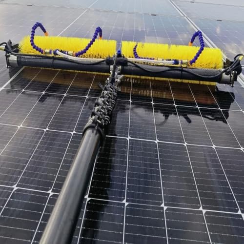 HTIANMM Rollenreinigungsgerät für Solarmodule, elektrische Reinigungsmaschine für Photovoltaik-Solarmodule, mit Teleskopstange, Stangen-Wasserzufuhr-Set, 100 cm Rollenbürste,6m/19.6ft