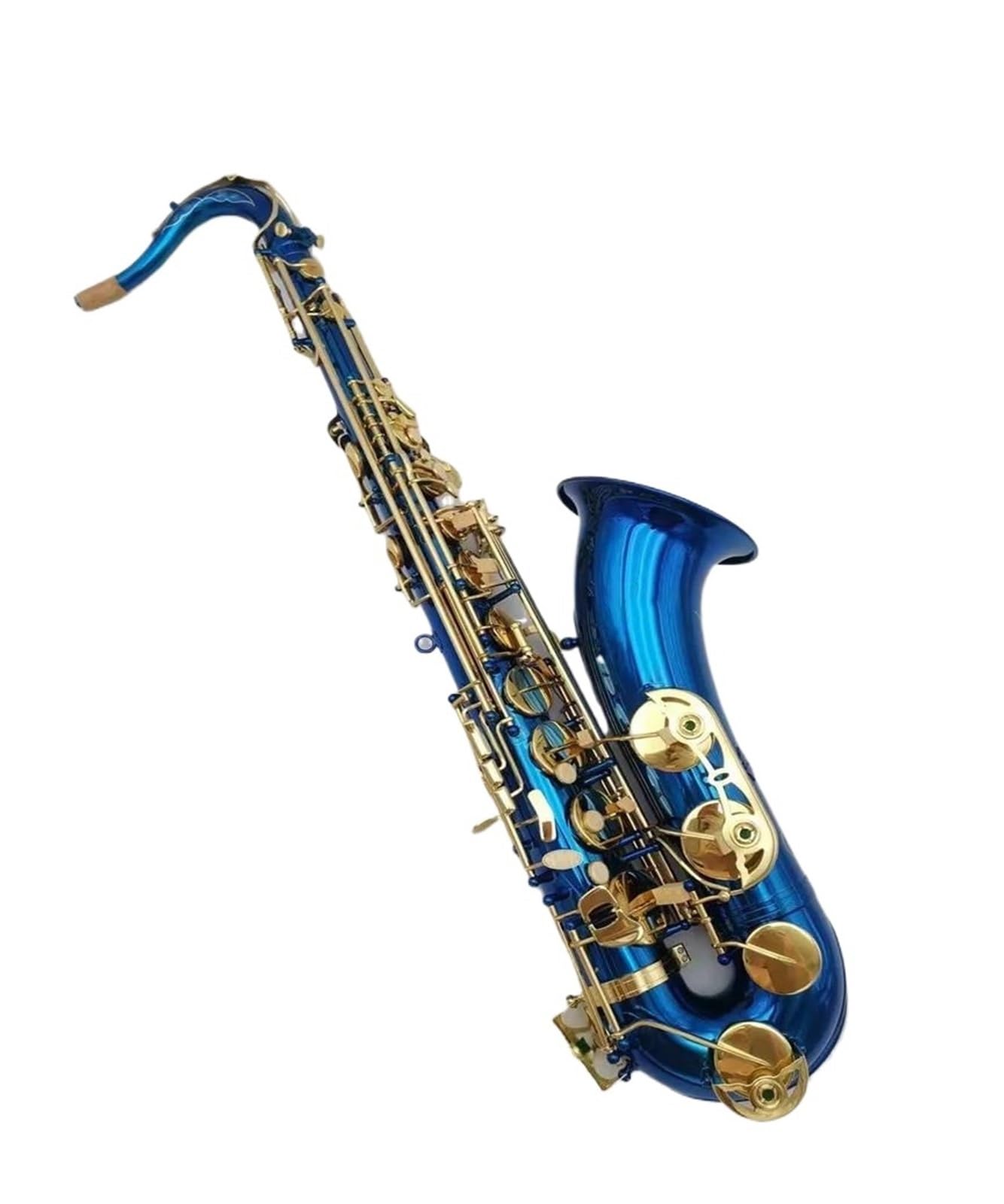 Gold lackiertes saxophon Bb Tenor Saxophon Blau Lack Messing Musikinstrument Professional Mit Fall Zubehör(Canvas bag)