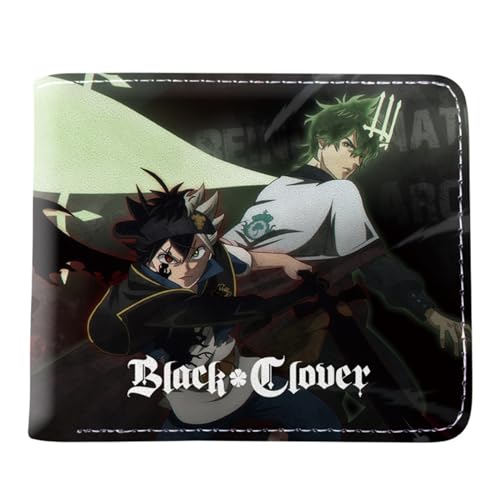 RYNDEX Black Clov-er Kartenetui Anime, Jugend Karikatur Portemonnaie Klein, PU Leather Geldbörse Brieftasche Wallet(Color:Multicolor 21)