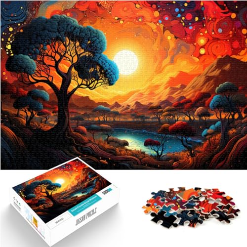 Puzzle-Geschenk, Gemälde einer farbenfrohen Neonlandschaft, 500 große Teile, Puzzle für Erwachsene, Holzpuzzle, Heimdekoration, Puzzle-Spielzeug, 500 Teile (38 x 52 cm)