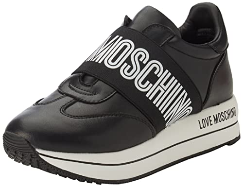 Love Moschino Damen Sneakerd.run40 Nappa Sneaker, Schwarz, 37 EU