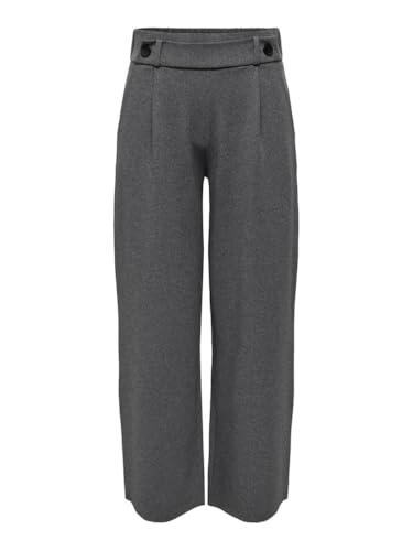 JdY Damen JDYGEGGO New Long Pant JRS NOOS Bundfaltenhose, Medium Grey Melange/Detail:Black Buttons, 32