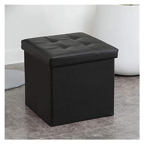 RAABYU Fußstütze, gepolstertes Leder, Faltbarer Würfel-Hocker mit Stauraum, Hocker, Fußhocker, zusammenklappbar, quadratisch, Couchtisch für das Wohnzimmer