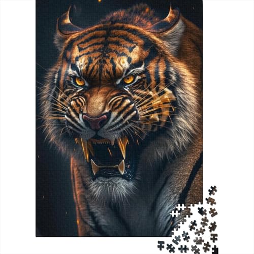 Wilde Säbelzahntiger, Holzpuzzle für Erwachsene, 500 Teile, für Erwachsene, schwierige Puzzles, Familienspiele, Weihnachts- und Geburtstagsgeschenke (Größe 52x38cm)