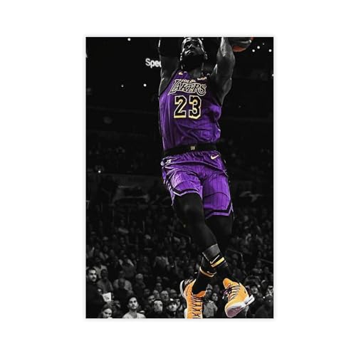 HACERR Lebron James Poster, NBA Los Angeles Lakers Dunk Poster, Leinwandposter, Schlafzimmer, Dekoration, Landschaft, Büro, Raumdekoration, Geschenk, 60 x 90 cm