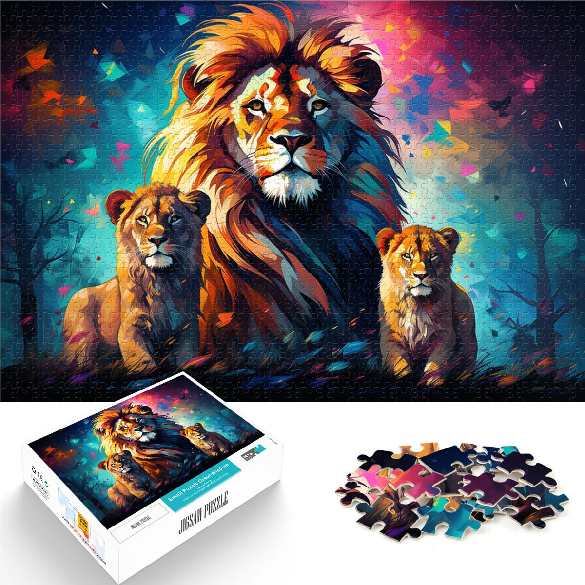 Puzzle | Puzzles Bunte Löwenfamilie Puzzle 1000 Teile Holzpuzzle Spielzeug Puzzle Lernspiele Stressabbau Puzzle 1000 Stück (50x75cm)