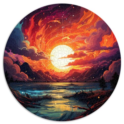 Puzzles Feuriger Sonnenuntergang 1000 Teile für Erwachsene Schwierige Puzzles 67,5x67,5cm Lernpuzzlespiel zum Geburtstag