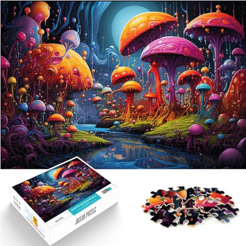 Spielgeschenk Puzzle Psychedelische Pilze nach dem Regen und das Puzzle 1000 Teile für Erwachsene Holzpuzzle Anspruchsvolle Puzzles für 1000 Teile (50 x 75 cm)