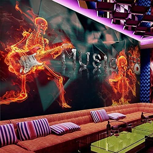 XLMING Retro Kreative Musik Skeleton Bar 3D Tapete Home Dekoration Wohnzimmer Sofa Schlafzimmer Tv Hintergrund Wand-250cm×170cm