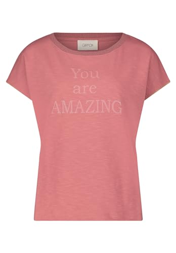 Cartoon Damen Rundhals-Shirt mit Placement Patch Pink/Pink,38