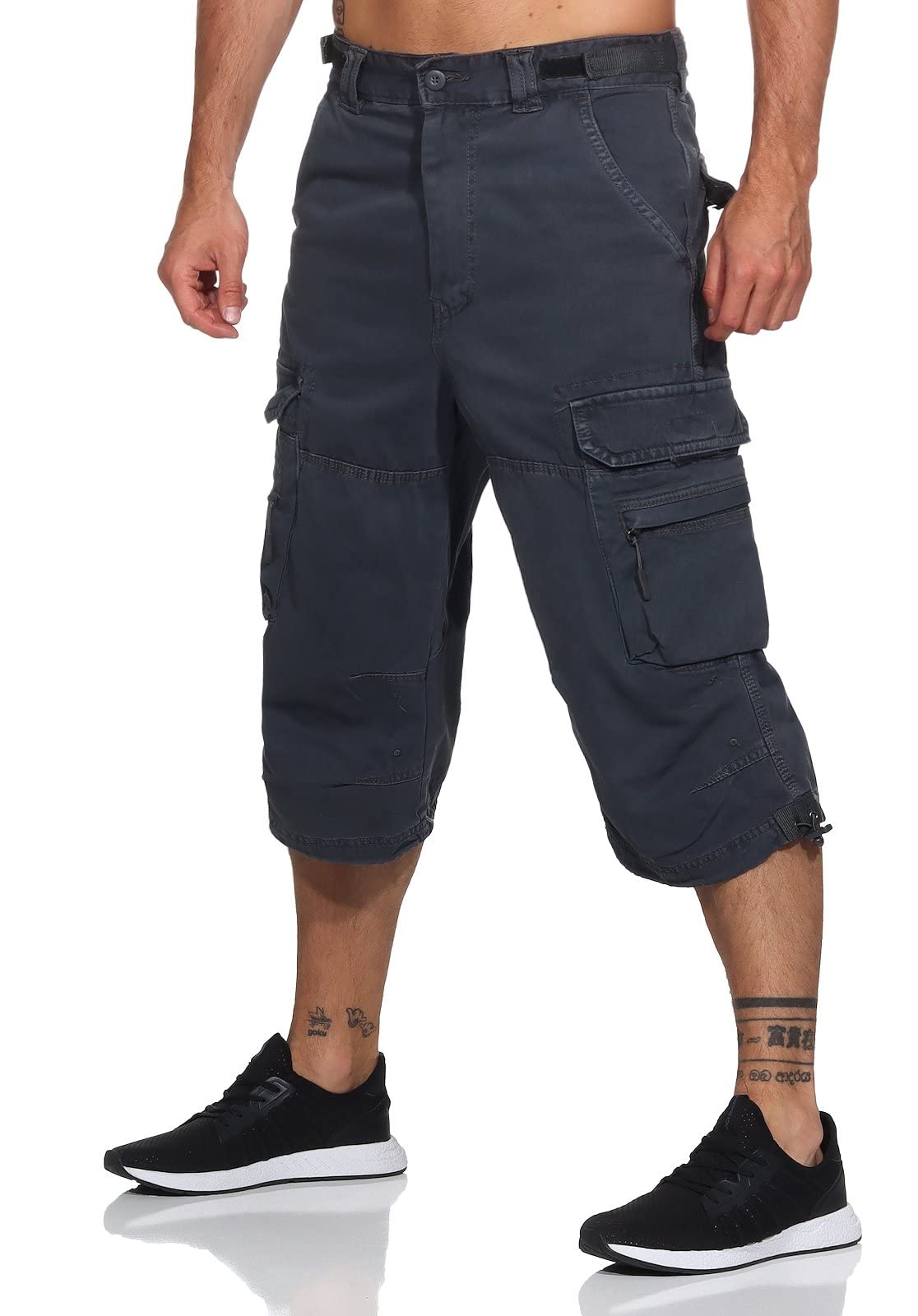 Jet Lag Herren 3/4 Cargo Shorts Safety B kurze Hose mit Seitentaschen Asphalt 5XL