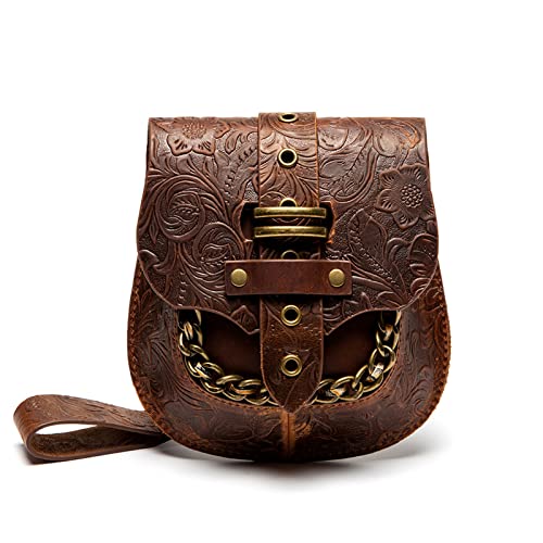 ohodhmnu Damen Tote Bag Vintage Crossbody Bag Pack Kette Geprägt Schultertasche Hüfttasche für Straße, Schwarz , chain strap