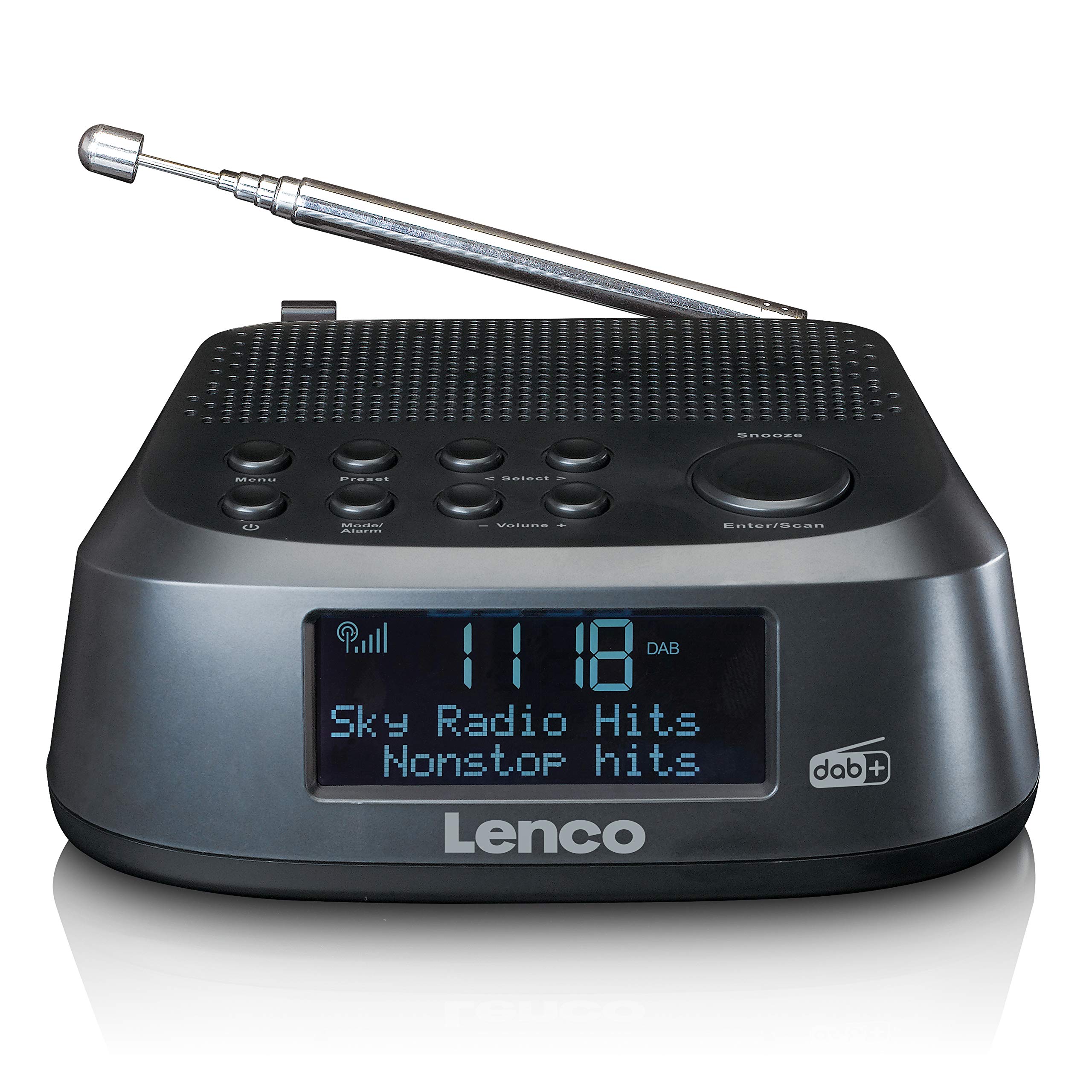 Lenco Radiowecker CR-605 - Digitales Uhrenradio mit DAB+ und PLL FM Radio - 2,6“ LCD-Display - 30 Senderspeicher für jeweils DAB+ und FM - Zwei Weckzeiten - Schlummer- und Dimmerfunktion - schwarz