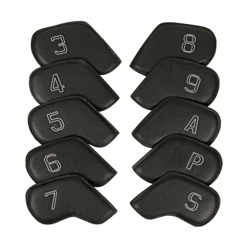 JTQYFI 10Pcs Imprägniert Golfplätze Eisen Kopf Abdeckung PU Leder Golfplätze Headcover Schutzhülle Stange Kopf Fällen Golfplätze Zubehör