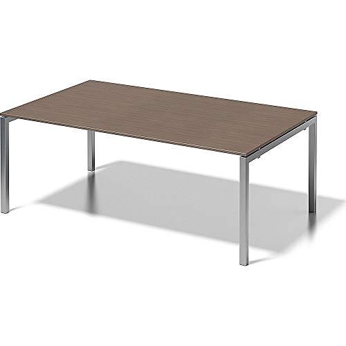 BISLEY Cito Chefarbeitsplatz/Konferenztisch, 740 mm höhenfixes U, H 19 x B 2000 x T 1200 mm, Dekor nußbaum, Gestell Silber, Metall, Wn355, 120 x 200 x 85 cm