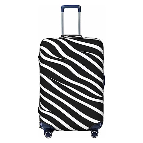 Black And White Line Reisegepäckabdeckung, robuster Kofferschutz, passend für 45,7 - 81,3 cm große Gepäckstücke, Größe M, Schwarz, Medium