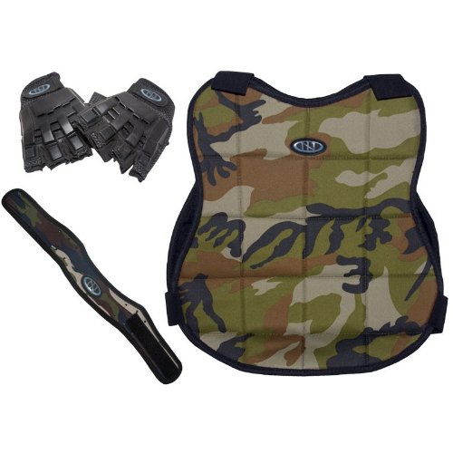 New Legion Paintball Schutzset - camo mit Halbfinger-Handschuh