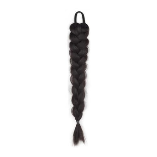 Elegant 1 Stück, Damen-Perückengeflecht, Simulationsstil, natürlich, flauschig, faul, langes Haar, Twist-Geflecht, 40 cm, Braun, Schwarz Natürlich und echt