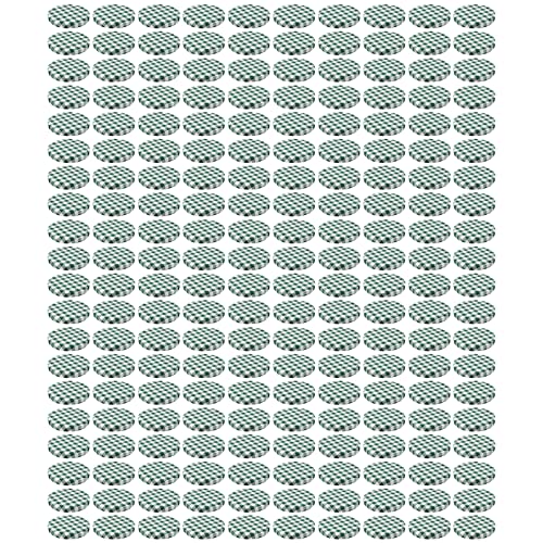 200 x WELLGRO® Einmachdeckel To 82 - grün kariert, Metall, Ersatzdeckel für Einmachglas