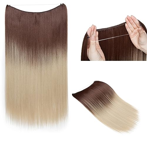 Clip-in-Haarverlängerungen Clip-in-Haarverlängerungen, lange, glatte Haarspangen mit Fischlinie, unsichtbarer U-förmiger Draht, lange, gerade, synthetische, einteilige Haarteile for Frauen Clip-in-Haa