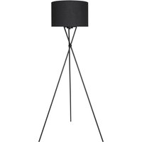 Briloner Leuchten Stehleuchte, Moderne Wohnzimmerlampe, Stoffschirm in schwarz, E27, inkl. Schnurschalter, Metall, 60 W, 650x1.42mm (BxH), Ø Schirm 380mm