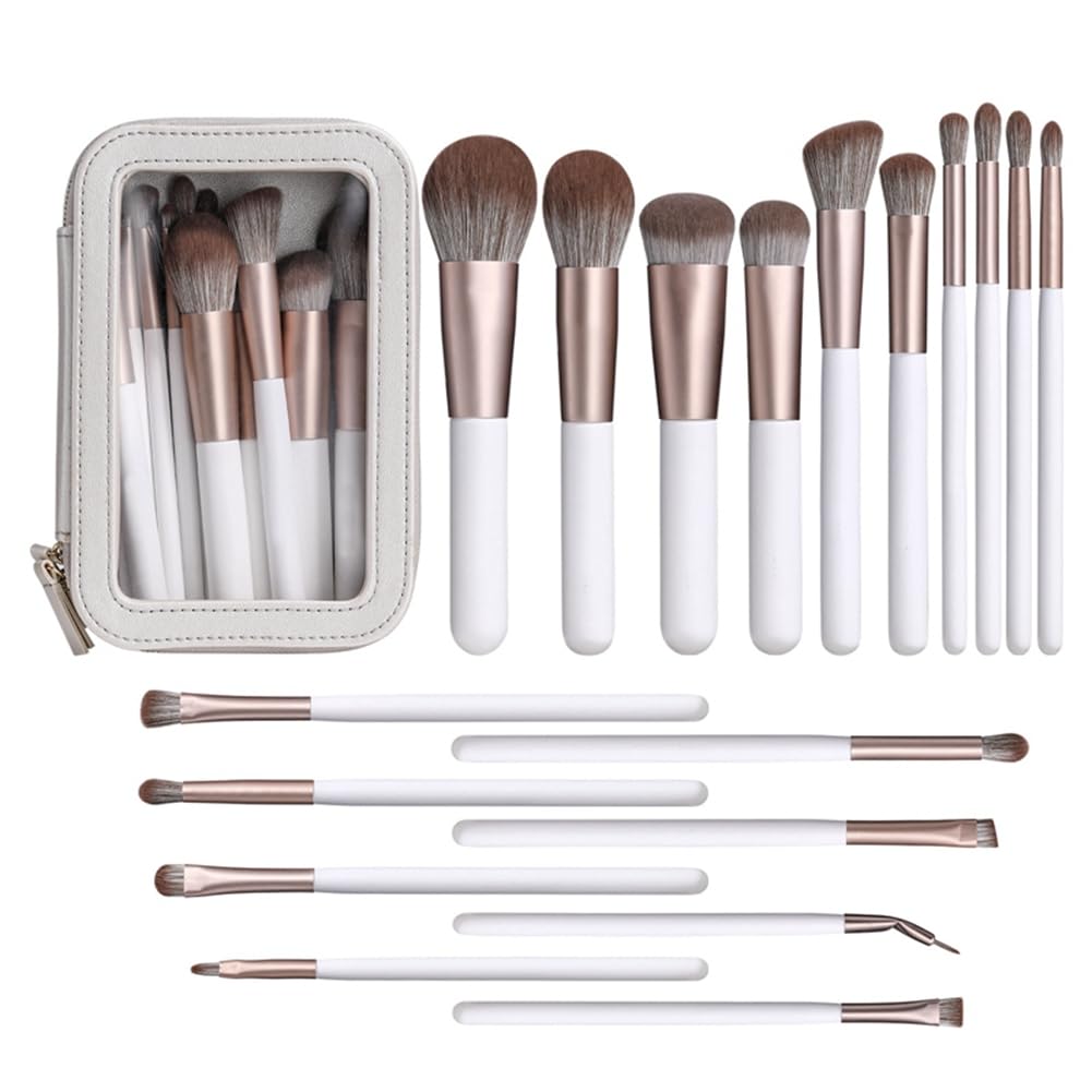 Toranysadecegumy 18-Teiliges Make-Up-Pinsel-Set, Perlmuttweiß, Make-Up-Werkzeuge, Lidschatten-Pinsel-Set