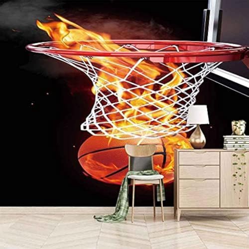 XLMING Flames Sport Basketball Küche Esszimmer Arbeitszimmer Wohnzimmer TV Hintergrund Wand 3D Tapete-350cm×256cm