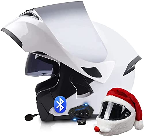 Integrierter Bluetooth-Helm Klapphelme Modularer Helm Integralhelm Motorradhelm,ECE/DOT-zertifizierter Moped-Motorcross-Elektrorollerhelm Mit Doppelvisier,für Damen Herren