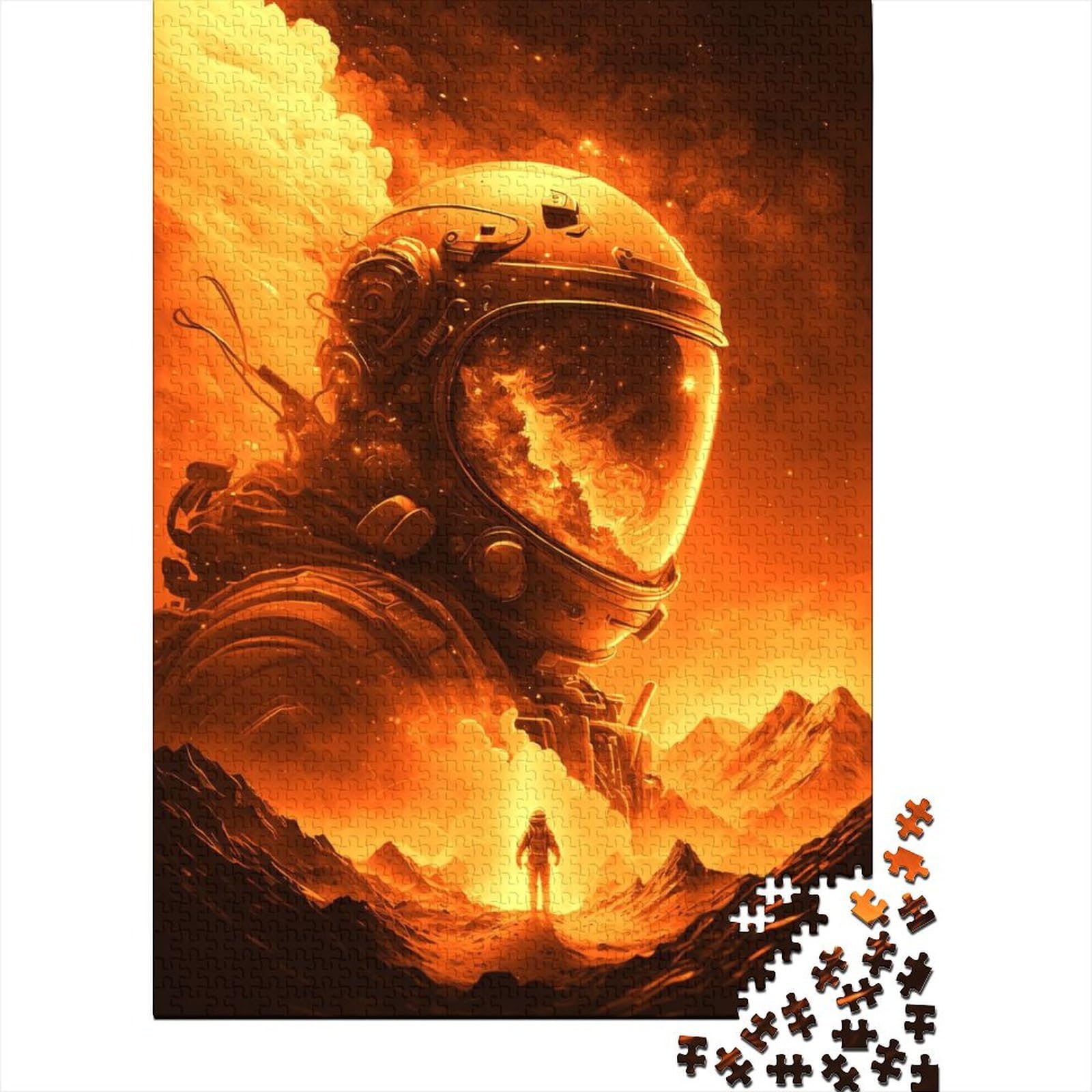 Goldener Astronaut für Erwachsene, 1000-teiliges Puzzle, Geschenke für Erwachsene, 1000-teiliges Puzzle für Erwachsene, schwieriges Puzzle, Lernspiel für Erwachsene und Kinder, 75 x 50 cm