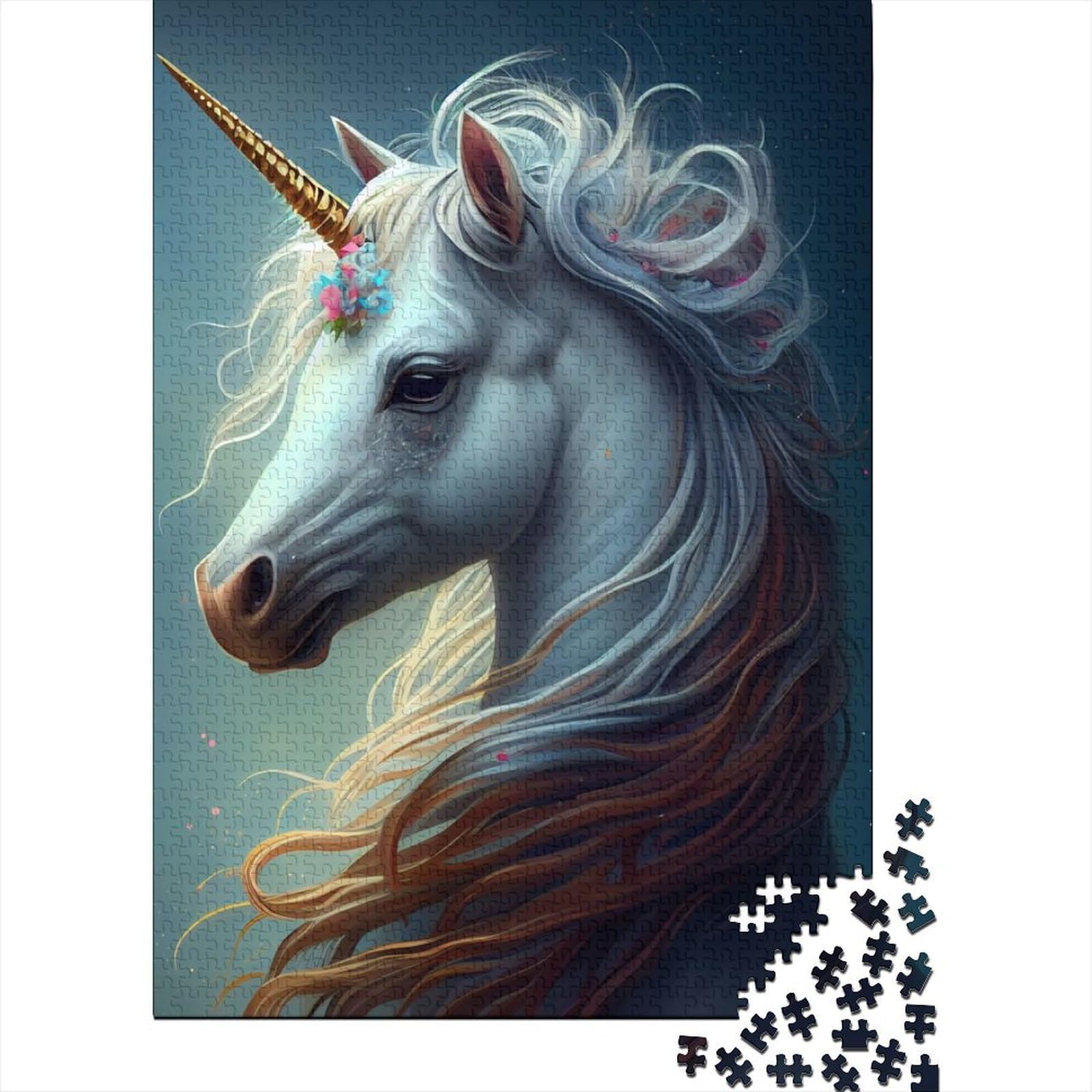 Einhorn Schöne Holzpuzzles für Teenager Geschenke 1000-teiliges Puzzle für Erwachsene Teenager Lernen Pädagogisches Puzzle (Size : 75x50cm)