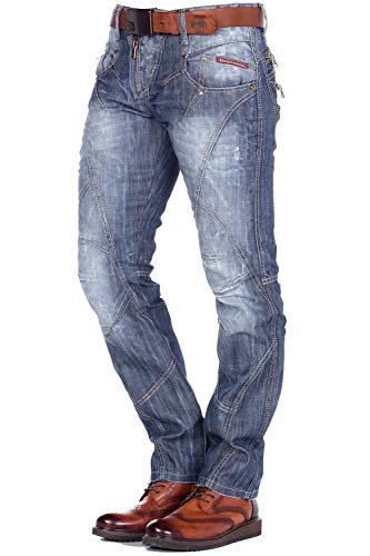 Cipo & Baxx Herren Jeans Hose Staright Hose Denim Regular Design Modern W29 L30 Blau