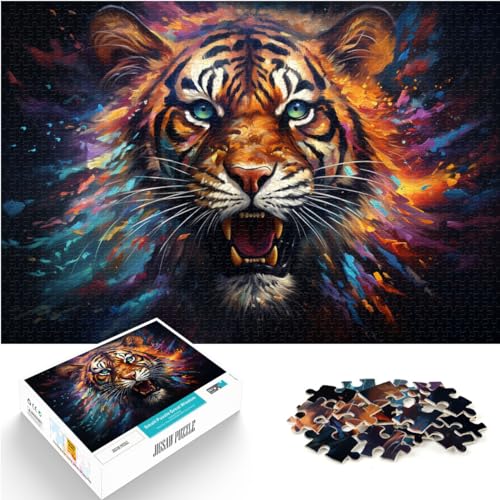 Puzzle Fantasie Bunter Tiger Puzzle für Erwachsene 1000 Teile Holzpuzzle Jedes Teil ist einzigartig - Anspruchsvolles Familienspaßspiel 1000 Teile (50x75cm)