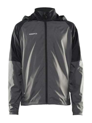 Craft CORE UNIFY WIND JACKET | Windjacke Herren S | Granite/Black | Mit weichem Mesh-Futter | 2 Reißverschlusstaschen | Verstellbare Kapuze | Windjacke Herren leicht | Windbreaker Herren