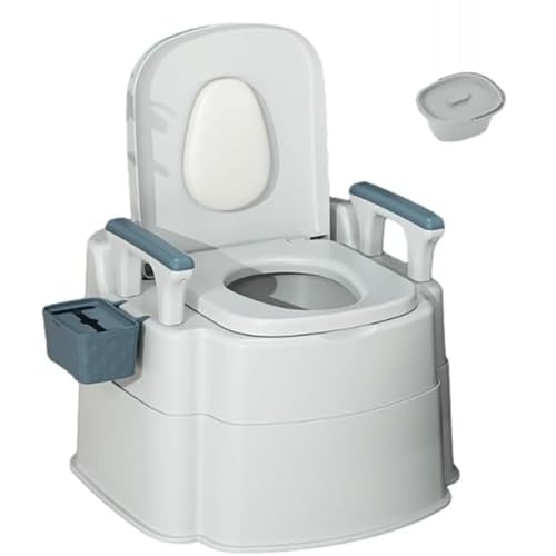 lwjunmm Nachtkommode für Erwachsene, Toilettenstuhl für Schlafzimmer, Nachtkommode mit Abnehmbaren Armlehnen, Tragbar, Mobil, Geruchloser Sitz aus PU-Leder,Room+Toilet-Green-Hardpad