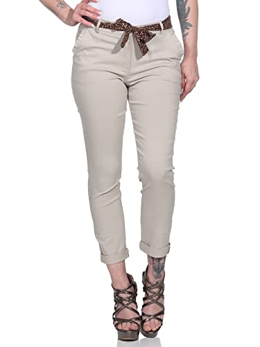 Mississhop Female Damen Stretch Klassische Chino Hose (Mod. 366) Beige XXL